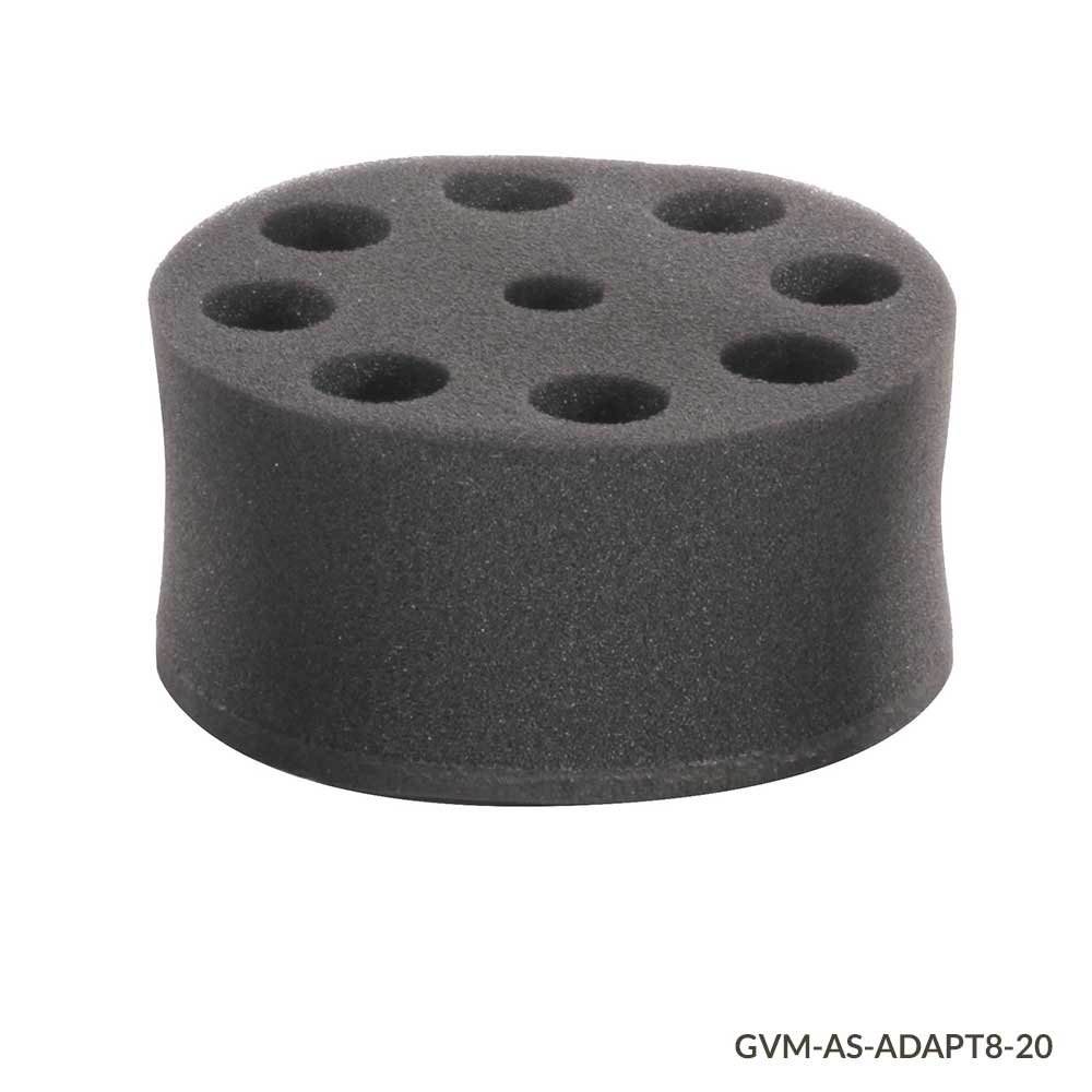 Globe Scientific Tube Holder, Foam, for use with GVM Series Vortex Mixers, 8-Place, for 20mm Tubes (must use with Plate Adapter VM-AS-PLATE or Vortexing Rod VM-AS-ROD) vortex mixer